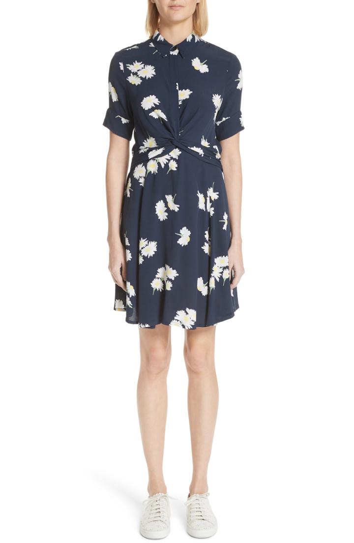 Women's Ganni Silvery Crepe Twist Dress Us / 42 Eu - Blue