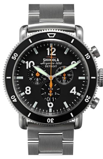 Men's Shinola 'the Black Blizzard' Chronograph Interchangeable Strap Watch, 48mm (limited Edition)