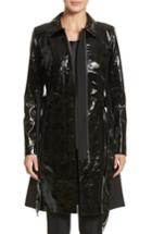 Women's Lafayette 148 New York Paola Tech Combo Patent Leather Trench Coat - Black