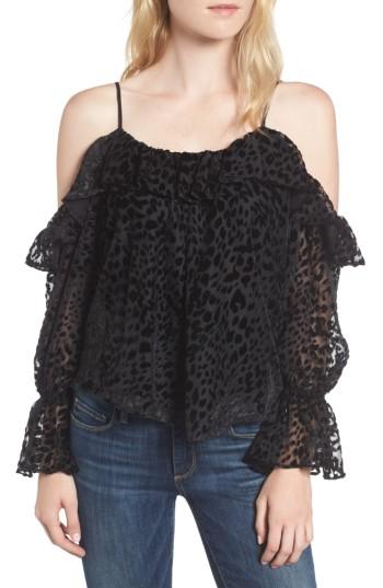Women's Parker Renzo Cold Shoulder Burnout Velvet Blouse - Black