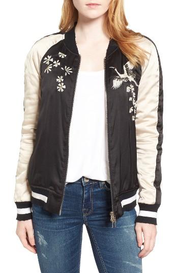 Women's Pam & Gela Embellished Satin Bomber Jacket
