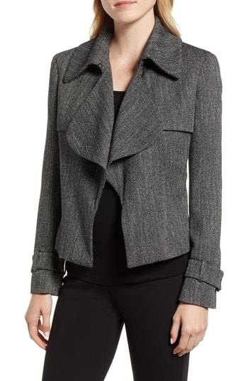Women's Anne Klein Herringbone Trench Jacket - Black