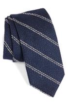 Men's Strong Suit Stripe Silk & Cotton Tie, Size - Blue