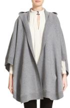 Women's Burberry Carla Hooded Knit Poncho, Size - Grey