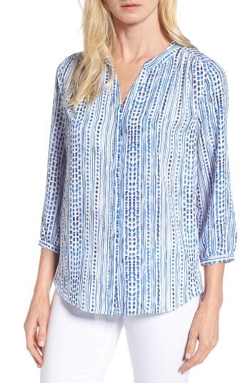 Petite Women's Nydj Pleat Back Blouse P - Blue
