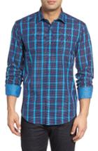Men's Bugatchi Classic Fit Dot Check Sport Shirt - Blue