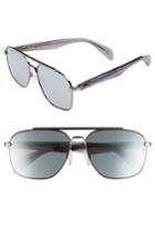 Men's Rag & Bone 60mm Mirrored Navigator Sunglasses - Matte Ruthenium/ Grey