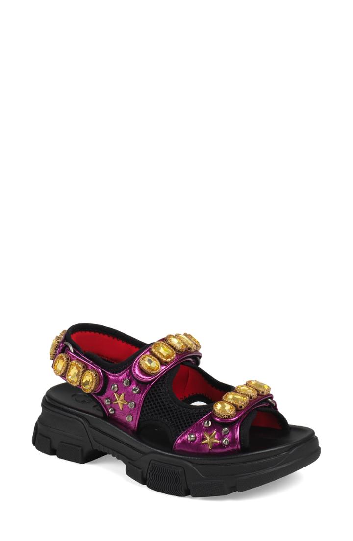 Women's Gucci Aguru Jewel Sandal .5us / 36.5eu - Pink