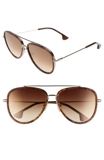 Women's Alice + Olivia Lincoln 58mm Aviator Sunglasses - Burlwood