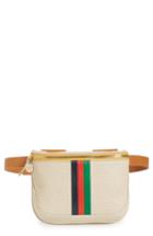 Clare V. Stripe Perforated Leather Fanny Pack -