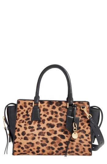 Cole Haan Marli Leopard Print Genuine Calf Hair Satchel - Brown