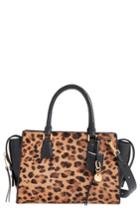 Cole Haan Marli Leopard Print Genuine Calf Hair Satchel - Brown