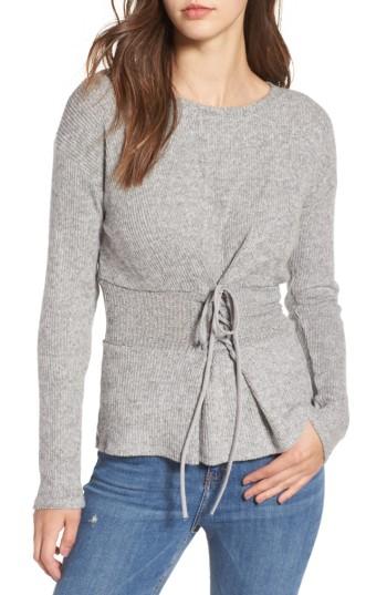 Women's June & Hudson Corset Ribbed Top - Grey