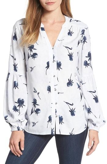 Women's Caslon Print Blouson Sleeve Blouse, Size - Ivory