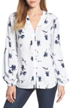 Women's Caslon Print Blouson Sleeve Blouse, Size - Ivory