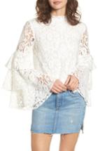 Women's Leith Ruffle Sleeve Lace Top, Size - White