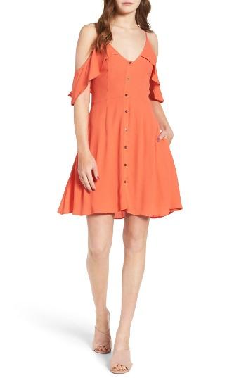 Women's Astr Gabriella Cold Shoulder Dress - Coral