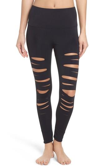 Women's Onzie Yoga Apparel High Waist Openwork Leggings, Size Xs - Black