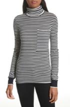 Women's Joseph Stripe Wool Turtleneck Sweater