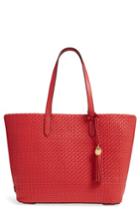 Cole Haan Payson Rfid Woven Leather Tote - Orange
