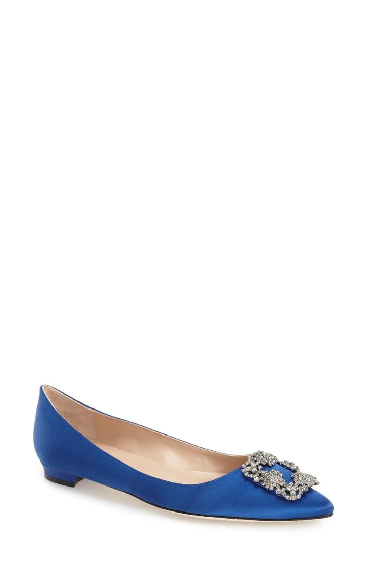 Women's Manolo Blahnik Hangisi Flat Us / 40eu - Blue