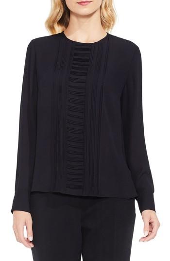 Petite Women's Vince Camuto Pintuck Blouse, Size P - Black