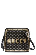 Gucci Guccy Logo Moon & Stars Leather Crossbody Bag - Black