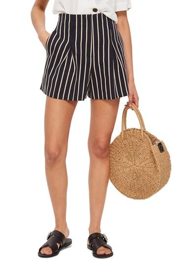 Women's Topshop Stripe Shorts Us (fits Like 2-4) - Blue