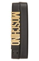 Men's Moschino Logo Plaque Buckle Belt