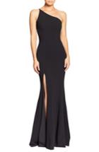 Women's Dress The Population Amy One-shoulder Crepe Gown - Black