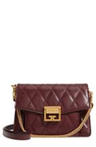 Givenchy Small Gv3 Diamond Quilted Leather Crossbody Bag - Burgundy