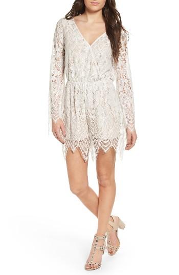Women's Fire Bell Sleeve Lace Romper - Ivory