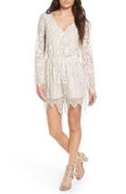 Women's Fire Bell Sleeve Lace Romper - Ivory