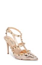 Women's Valentino Garavani Rockstud Sequin T-strap Pump Us / 37eu - Beige
