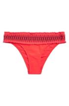 Women's Topshop Shirred Band High Cut Bikini Bottoms Us (fits Like 10-12) - Red