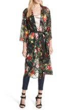 Women's Alice + Olivia A+o Floral Robe Jacket /small - Grey