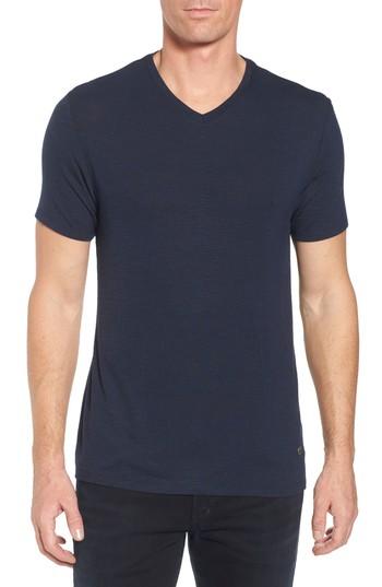 Men's Stone Rose Flame Slubbed V-neck T-shirt (l) - Blue