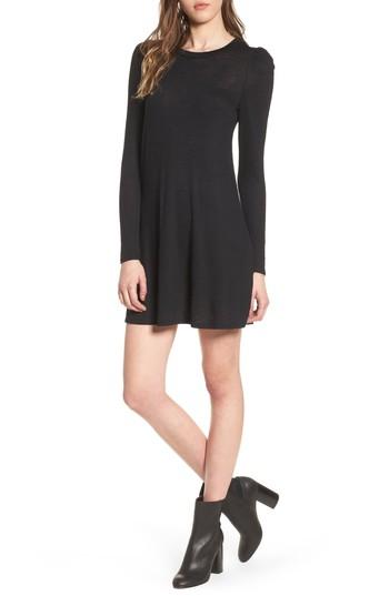 Women's Love, Fire Knit Puff Shoulder Dress - Black