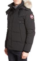 Men's Canada Goose Wyndham Slim Fit Genuine Coyote Fur Trim Down Jacket, Size - Black