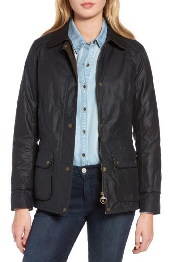 Women's Barbour Castlebay Water Resistant Waxed Canvas Jacket Us / 8 Uk - Blue