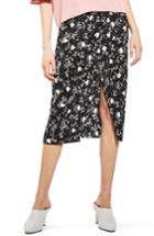 Women's Topshop Floral Plisse Skirt Us (fits Like 0) - Black