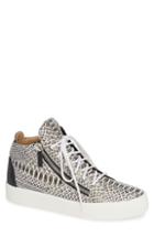 Men's Giuseppe Zanotti Snake Embossed Mid Top Sneaker Us / 39eu - Grey