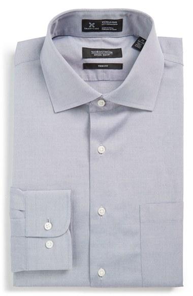 Men's Nordstrom Men's Shop Smartcare(tm) Trim Fit Solid Dress Shirt 32/33 - Blue