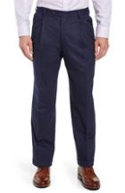 Men's Berle Manufacturing Pleated Stretch Solid Wool & Cotton Trousers