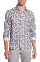 Men's Culturata Trim Fit Print Linen Sport Shirt - Grey