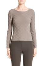 Women's Armani Collezioni Checkerboard Cashmere Sweater - Beige