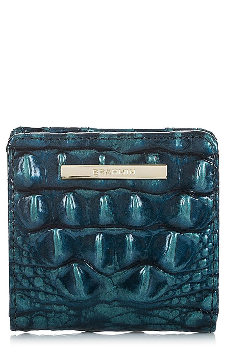 Women's Brahmin Jane Croc Embossed Leather Wallet - Blue/green
