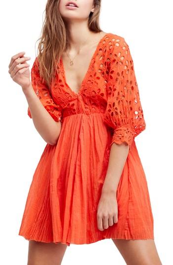 Women's Free People Bella Note Minidress, Size - Orange