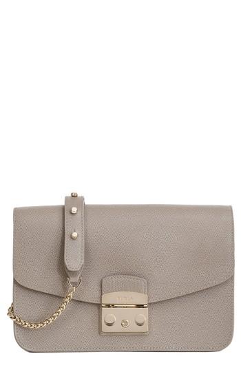 Furla Small Metropolis Leather Crossbody Bag - Beige