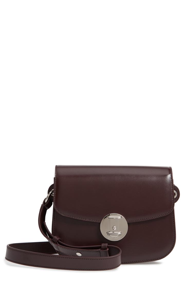 Calvin Klein 205w39nyc Small Round Lock Leather Shoulder Bag - Burgundy